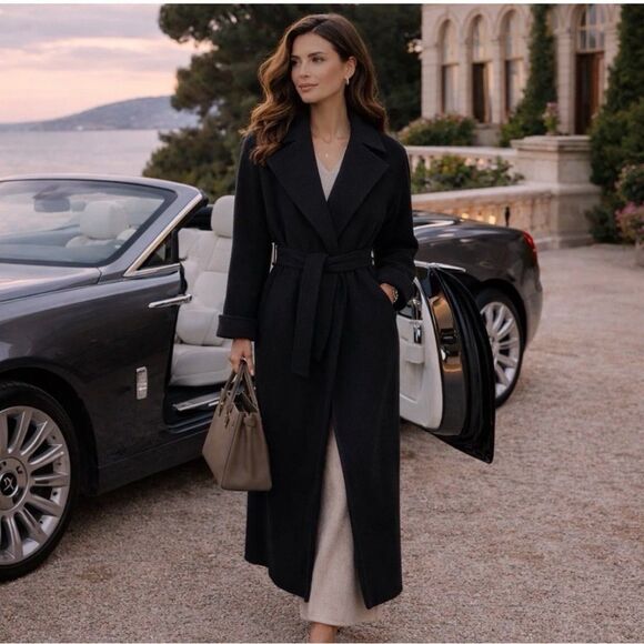 Lauren Ralph Lauren Jackets & Blazers - Ralph Lauren LRL Camel Hair Robe Style Wrap Coat Women’s 4 Black Old Money *Read